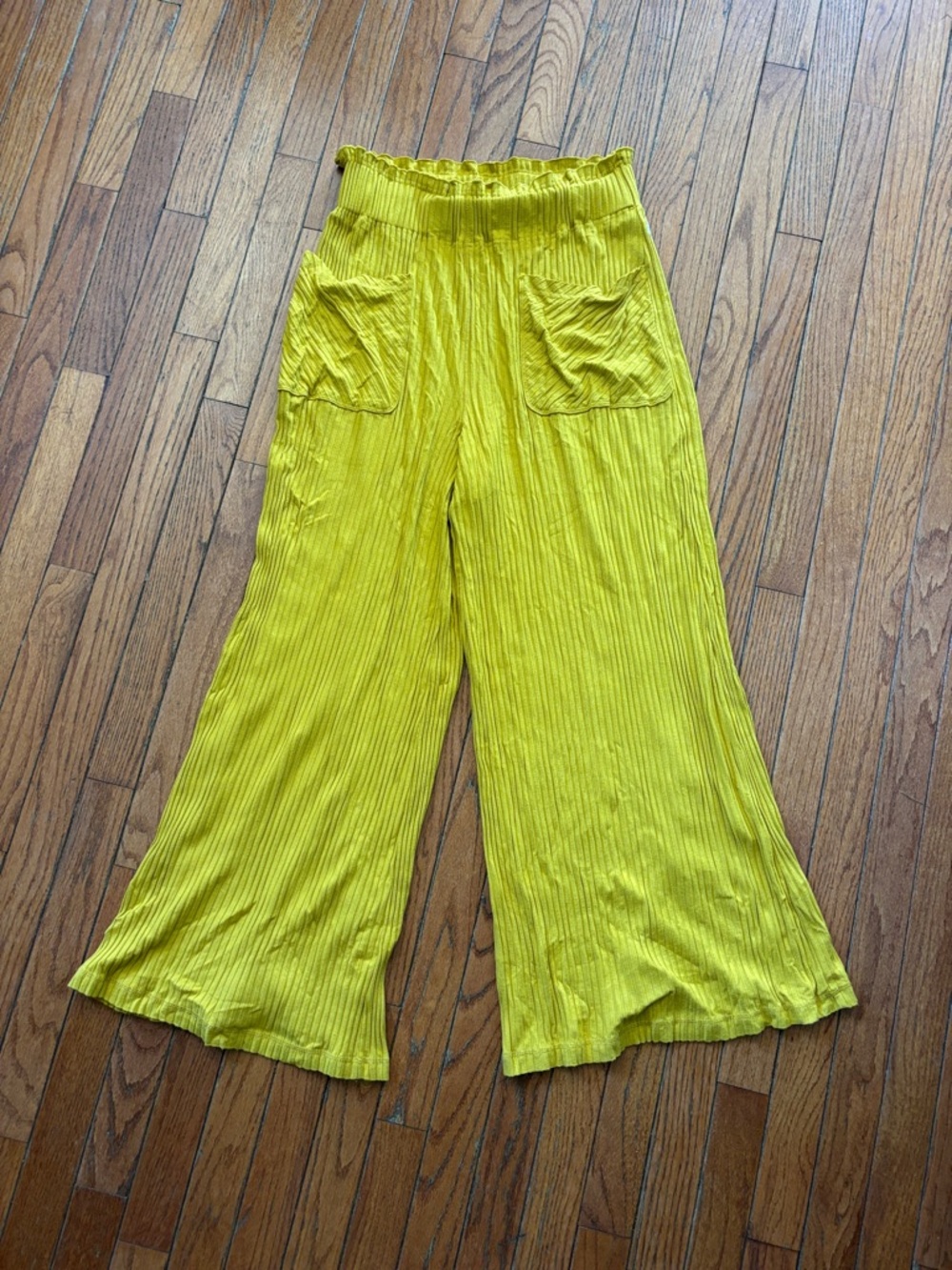 FP Movement by Free People Yellow Wide Leg Ribbed Lounge Pants